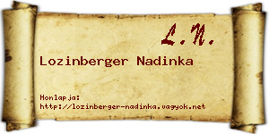 Lozinberger Nadinka névjegykártya